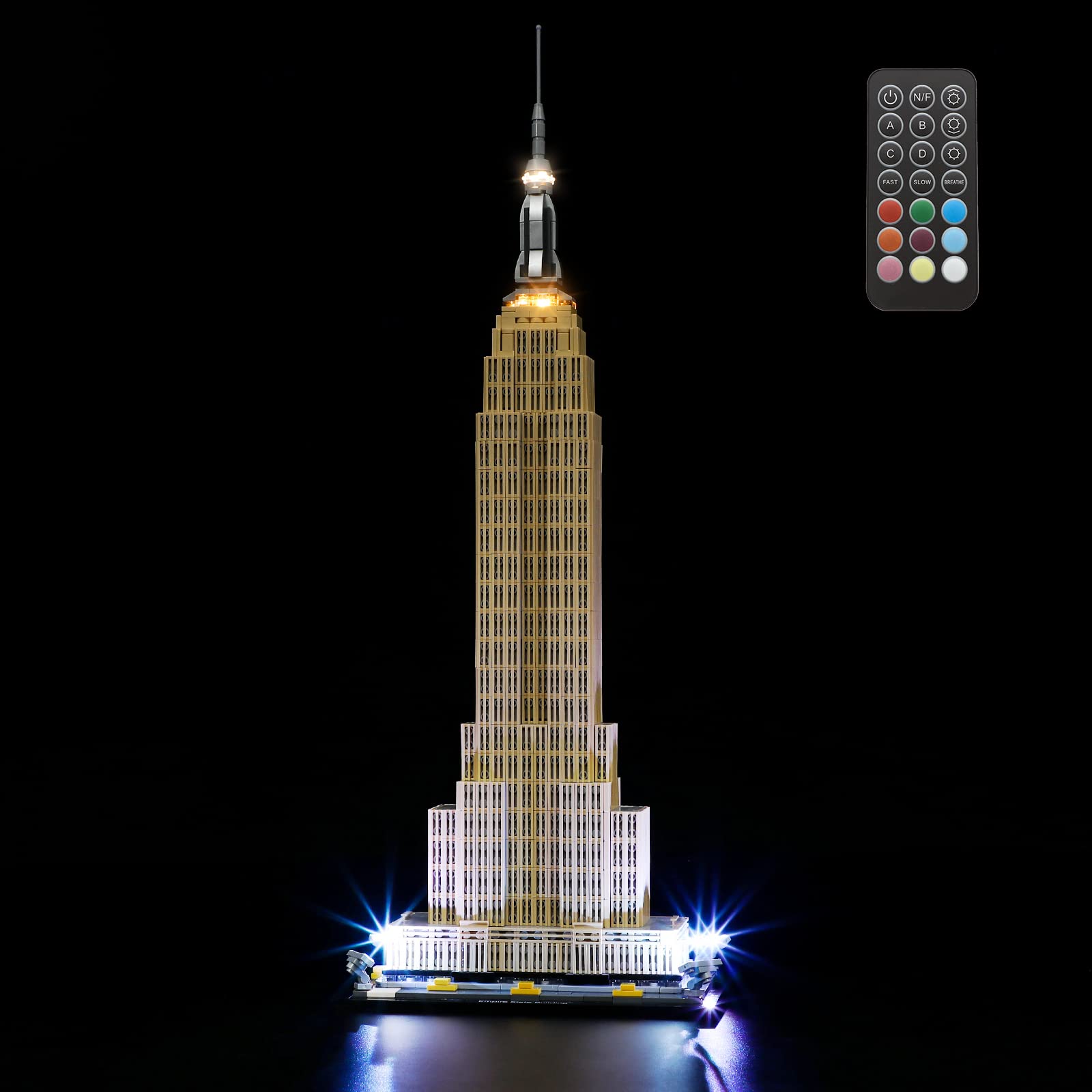GEAMENT LED Light Kit (Remote Control) Compatible with LEGO Empire State Building - Lighting Set for Architecture 21046 (Building Set Not Included)