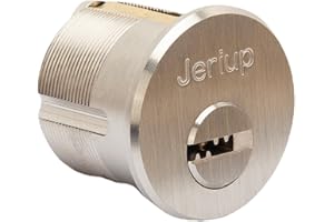 Jeriup Satin Nickle Brass Mortise/Rim Cylinder Door Lock, 1-1/8"(Overall Length: 28.5mm) Keyed dimple Keyway, Standard Outdoo
