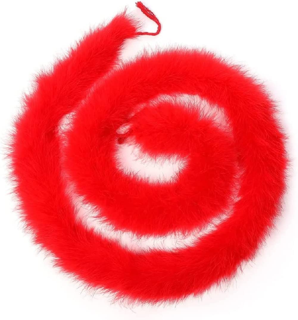 2 Meters Fluffy Marabou Feather Boas for Dancing Wedding Crafting Party Dress Christmas Tree Halloween Costume Decoration ,50 Grams (Red)