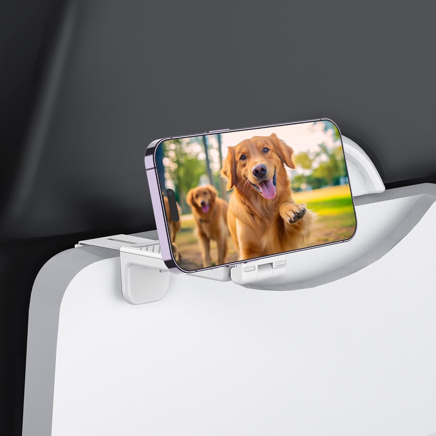 PROfezzion Magnetic Airplane Phone Holder for MagSafe, iPhone 17, 16, 15, 14, 13, 12 & All Phones, Handsfree Phone Mount for Seat Tray Table, Pocket Size Travel Essentials Accessories (White)