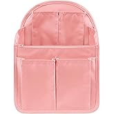 Surblue Backpack Organizer Insert Liner Hanging Travel Rucksack Purse and Handbag Insert Pocket, High-capacity Divider Foldable Nylon Shoulder Bag Organizer for Men and Women, (Purepink, M)