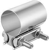 EVIL ENERGY 2.5 inch Exhaust Clamp, 2 1/2" Butt Joint Band Clamp Sleeve Coupler Stainless Steel for Pipes,Mufflers,Catalytic Converters (1PC, 2.5 in)