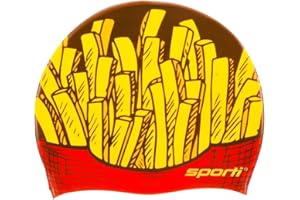 Sporti Silicone Swim Cap Graphic Design with Dimension Height 7.6" Opening 7.5", Swimming Cap Non Slip, Easy Wear and Removal