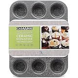 casaWare Ceramic Coated NonStick 12 Cup Muffin Pan (Silver Granite)