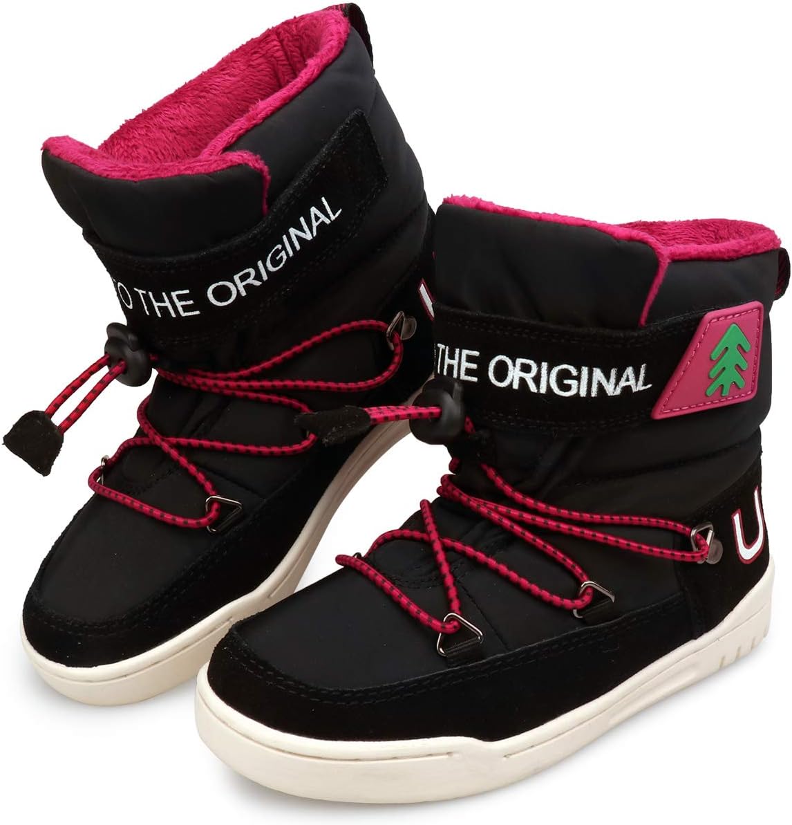 UOVO Boys Winter Snow Boots Girls Ankle Boots Kids Water Resistant Outdoor Boots Warm Trainers Size 7UK-4UK