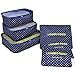 Hopsooken Travel Organizer Luggage Compression Pouches, Navy Spot (6-Piece Set)