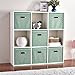 VC CUCINE Foldable 6 Packs Light Green Cloth Fabric Storage Drawers Bins,Collapsible Basket Cube for Home Closet Bedroom Containers Set With Two Mental Handle