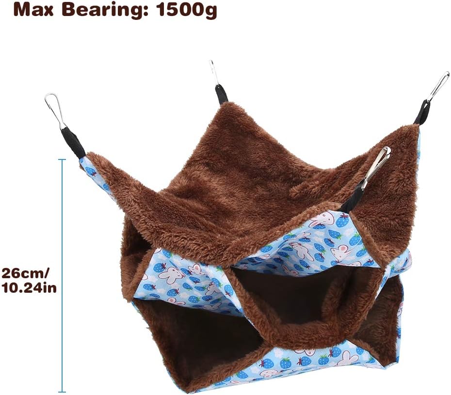 YOUTHINK Warm Small Animal Hammock Cotton Sleeping Nest with Soft Comfortable Luxury Double Layers for Your Samll Pets of Hamster/Parrot/Ferrets(Brown) (Pet Hammock-Blue) - Image 4