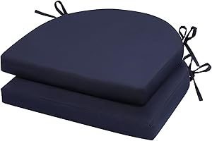 U'Artlines Outdoor Chair Cushions Set of 2,17"x16"x2" Waterproof Patio Chair Cushions for Outdoor Furniture, Round Corner Sea