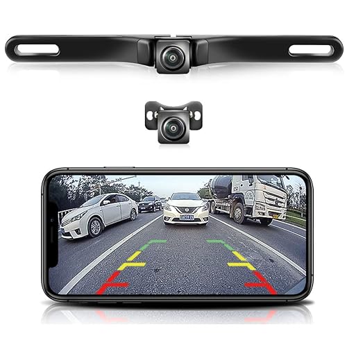 WiFi Car Wireless Backup Camera, GreenYi 5G 720P HD Car License Plate  Rear/Front View Reverse Camera for iPhone iPad Android Smart Phones Tablets 