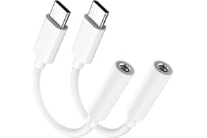USB C to 3.5mm Female Headphone Jack Adapter-2 Pack,Type C Aux Audio Dongle Cable Cord Compatible with for iPhone 17/16/15/Pr