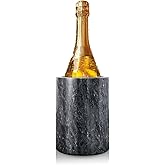 Flexzion Marble Wine Chillers for Bottles - Champagne Cooler & Multi-Purpose Marble Utensil Holder for Kitchen - Adaptable Stone Wine Bottle Chiller Bucket for Party, Bar, Home Decor, Black