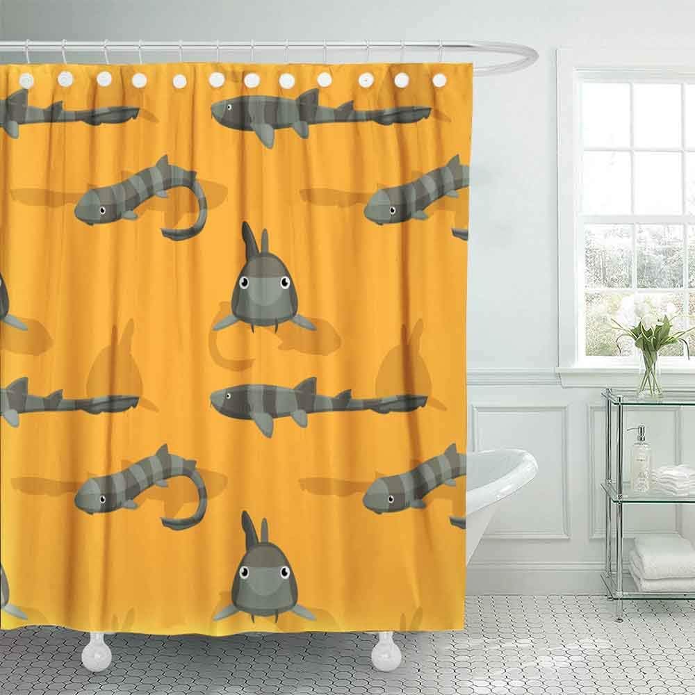 Dethel Shower Curtain, 78X72 Kids Shower Curtain Shower Curtains for Bathroom Bamboo Shark Cartoon Background Wallpaper Shower Curtain for Kids Modern Shower Curtain