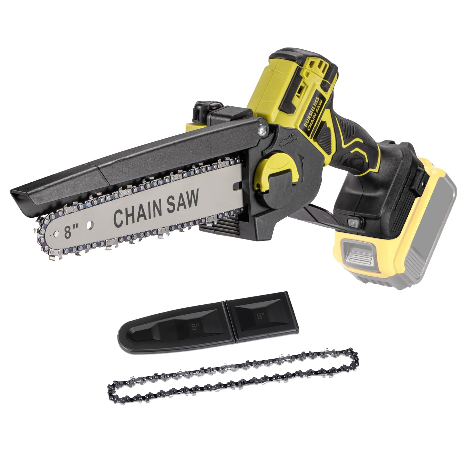 Photo 1 of *** FOR PARTS ONLY**** Mini Chainsaw for Dewalt 20V MAX Battery, 8-Inch Brushless Cordless Pruning Chainsaw, 24.6FT/S Fast Powerful Cutting, 4000RPM Electric for Wood Cutting(Battery Not Included) (Green)