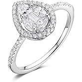 TIKJE 925 Sterling Silver Bow-knot Ring for Women Cute Bow Tie Wedding Band Silver Bridal Promise Eternity Ring Size 6-8