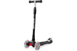DADDYCHILD Scooters for Kids 3 Wheel Kick Scooter for Toddlers Girls & Boys, 4 Adjustable Height, Lean to Steer, Extra-Wide Deck, Light Up Wheels for Children from 3 to 14 Years Old