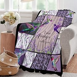 Hummingbird Print Blanket Purple Lavender Bird