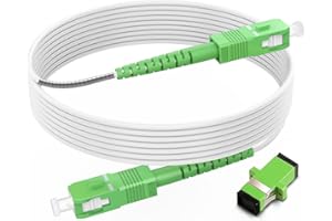 RAMBOCABLES (30ft/10m) SCA to SCA Fiber Optic Internet Cable, Armored Fiber Patch Cable, OS2 Single Mode Fiber Optical Patch Cord, Simplex - 9/125um, LSZH White 𝙍𝙖𝙢𝙗𝙤𝘾𝙖𝙗𝙡𝙚𝙨