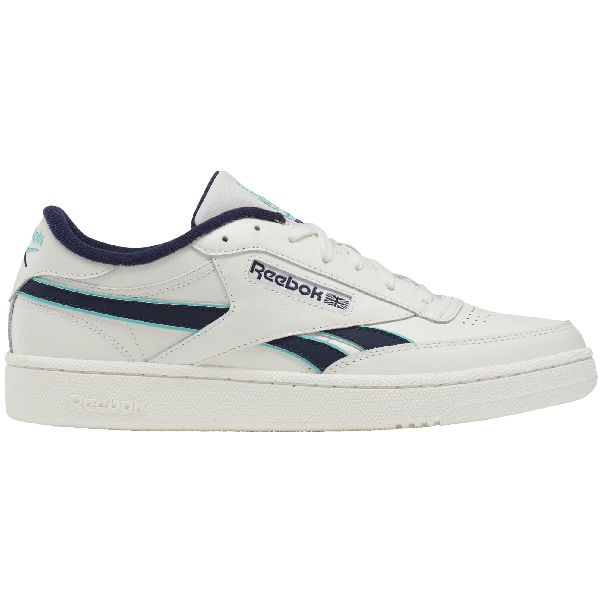 Reebok Men’s Club C Revenge Sneaker, Chalk/Vector Navy/Cyber Mint, 4