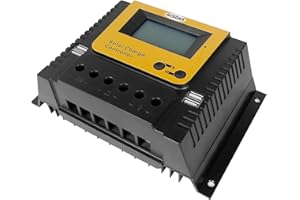 GCSOAR Solar Charge Controller,PWM,80A,Max PV Input Power 3640W,Battery Voltage 12V/24V/36V/48V Automatic Recognition,Solar Charge Panel Regulator with LCD Display and 2 USB Port