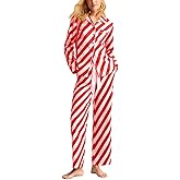 Fenghualzzniya Women Striped Satin Pajama Set Y2k Silk Pajamas Button Down Shirts High Waist Pants 2 Piece Lounge Sets Pjs