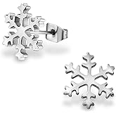Stainless Steel Snowflake Christmas Winter Stud Earrings 31839 (Nickel Free)