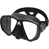 SAEKODIVE Nami Dual Lens Frameless Diving Mask - UV Available, Wide View, Anti-Fog Tempered Glass, Anti-Leak Silicone Skirt - Scuba Diving, Snorkeling, Freediving Gear for Adults (Black)
