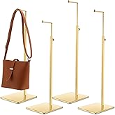 Maitys 4 Pack Purse Display Stands, Adjustable Height Handbag Display Stand Metal Bag Display Rack Handbag Stand Holder Single Hanging Hook Bag Stand for Boutique Store (Gold)