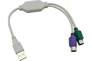 ELFJMZP USB to PS2 Converter Cable, 2-in-1 USB A to PS/2 Adapter for Keyboard Mouse, Plug and Play Compatible with Industrial