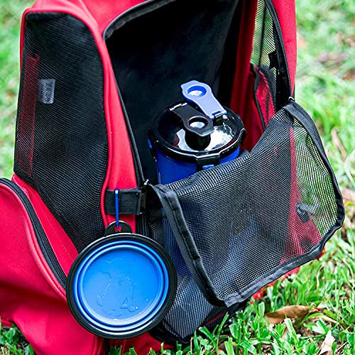 Dogs Travel Water Bottle, Leak Proof Puppy Bottle Water Dispenser with Bowls for Walking (Blue)