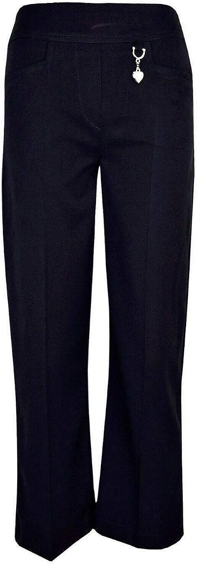 L S U Girls Pull Up School Trousers Navy Heart Pendant 15-16 Years