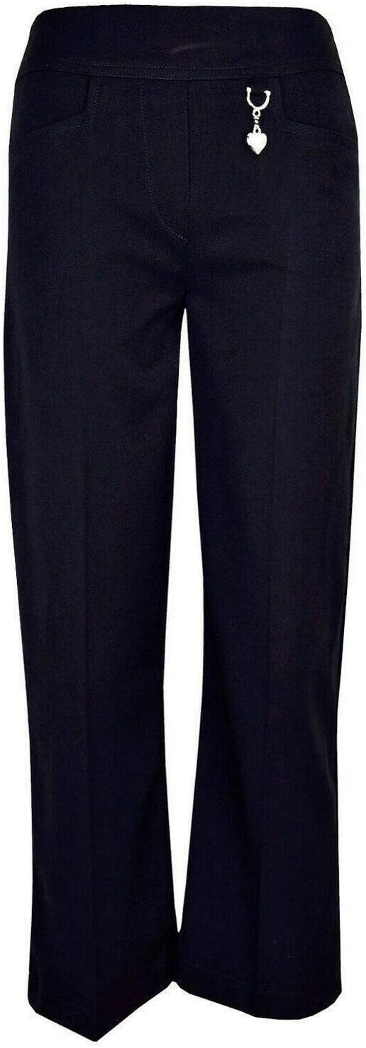 L S U Girls Pull Up School Trousers Navy Heart Pendant 15-16 Years