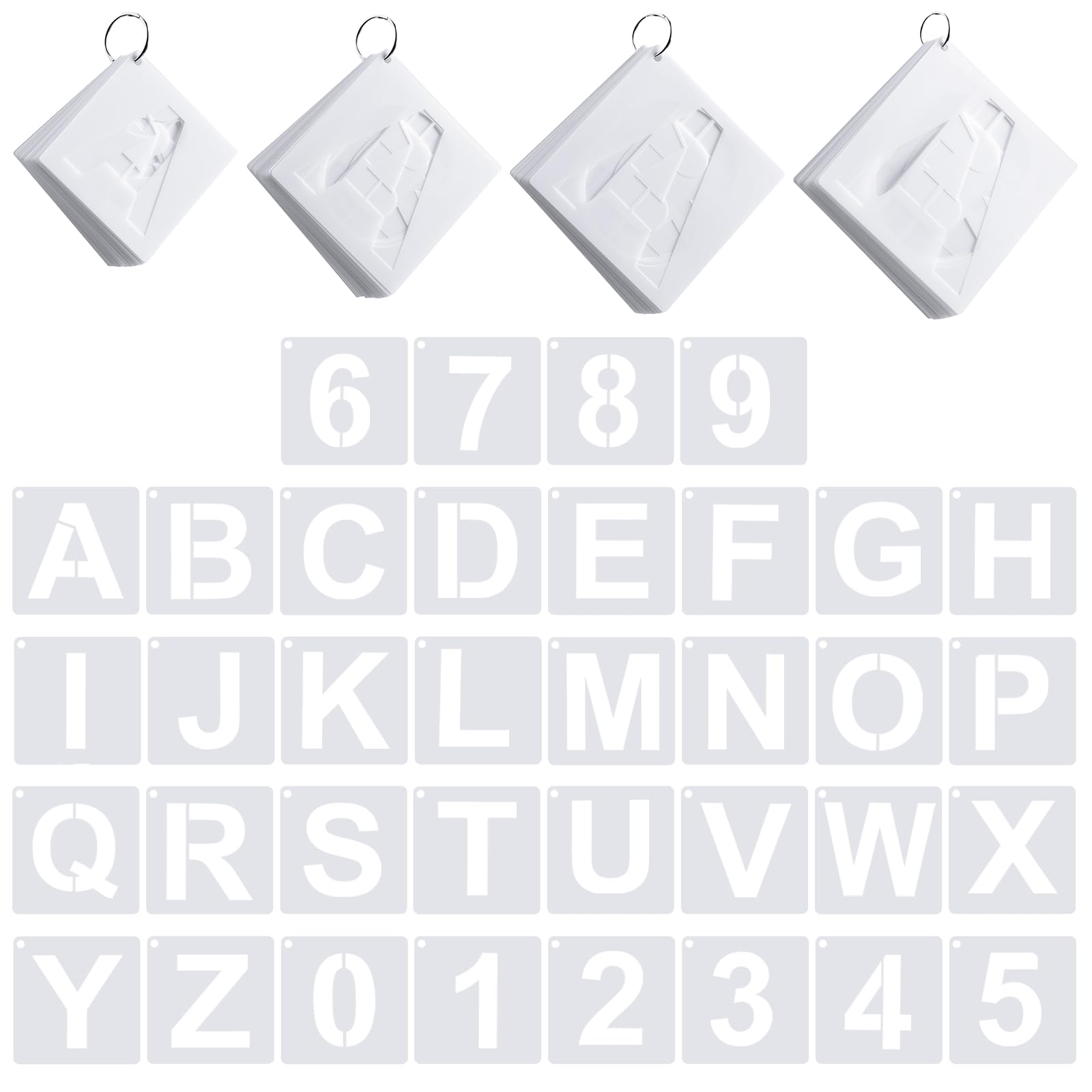 Photo 1 of Affrolling 144 Pcs Letter and Number Stencils 4 Sizes Alphabet Number Templates Reusable Plastic Stencils for Painting on Wood, Walls, Fabric, Signs, Doors, DIY Art and Craft Projects(3,4,5,6 Inch)