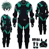 Arwomlo Men Costume Black Green Jumpsuit Adult Party Halloween Uniform Full Set