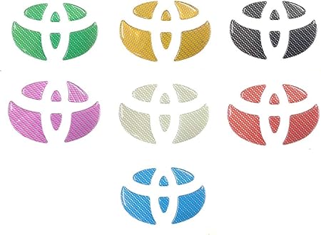 Amazon E2 トヨタ カーボン柄インナーステッカー 黄 緑カーボン エンブレム 車 バイク