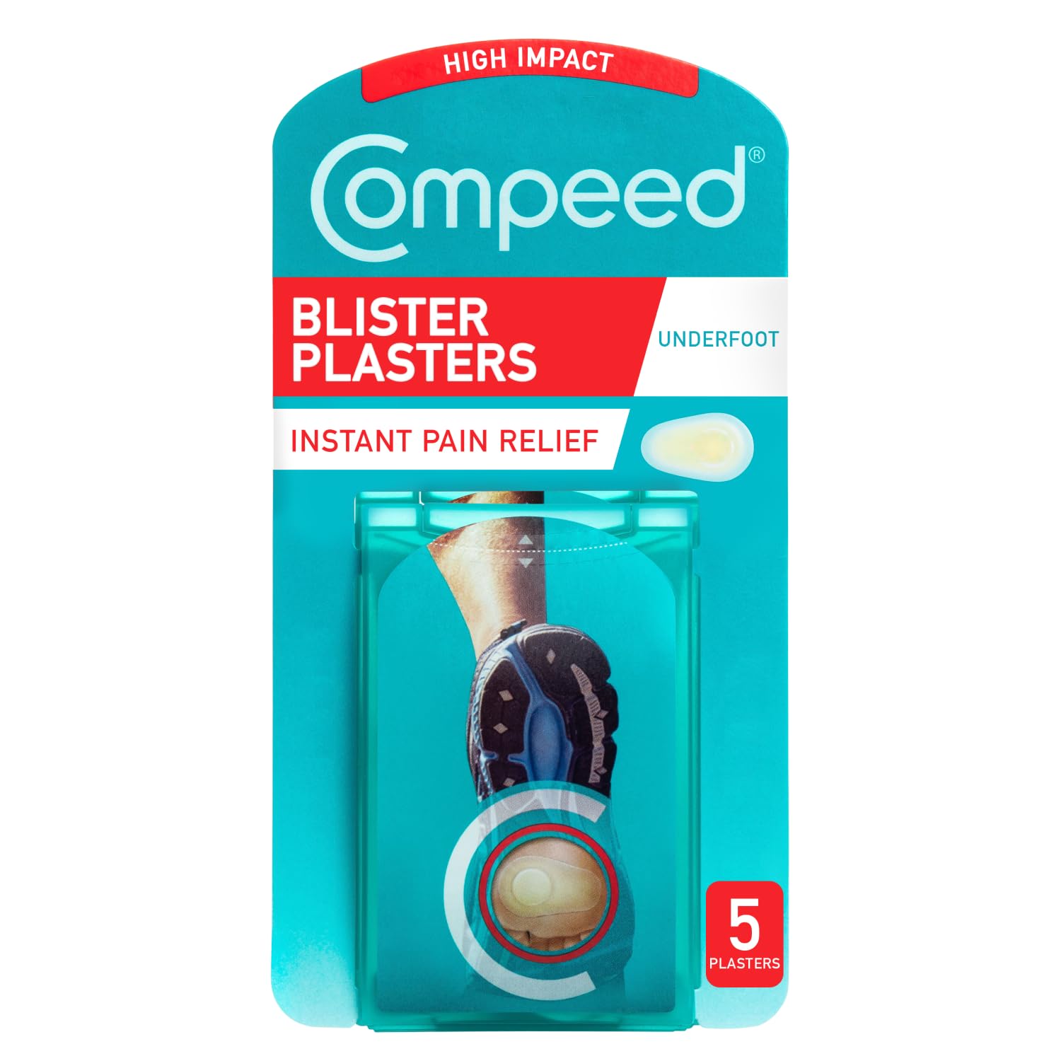 Compeed Underfoot Blister Plasters 5 Pack - Hydrocolloid Foot Treatment - Heal Fast, Thicker Cushioning