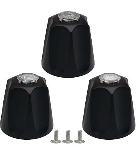 Tinoaly 3-Piece Matte Black Shower Knob Replacement Kit – Compatible With Pfister Verve Bathtub Faucet, Includes Knobs, Bases, Connectors & Screws