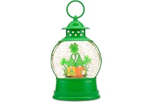 PESTILITE St Patricks Day Lucky Shamrock Gnomes Snow Globe for St Patricks Day Decorations,6H Timer, USB/Battery Operated,St Patricks Day Decor for Home Indoor/Outdoor and Home Party Supplies