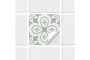 Alwayspon 25Pcs 6x6inch/15x15cm Peel and Stick Vinyl Wall Tile Sticker, Sage Green Textured Self-Adhesive Backsplash Tile Dec