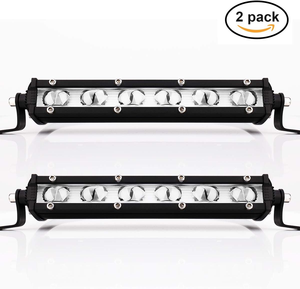 Mdatt IP67 Waterproof LED Light Bar 2 Pack, 7 Inch 60W Off Road LED Light Bar Driving Light, 8000LM Spot Flood Combo Led Light Bar, Boat Lighting Led Bar for Jeep Pickup SUV ATV UTV Truck Roof Bumper