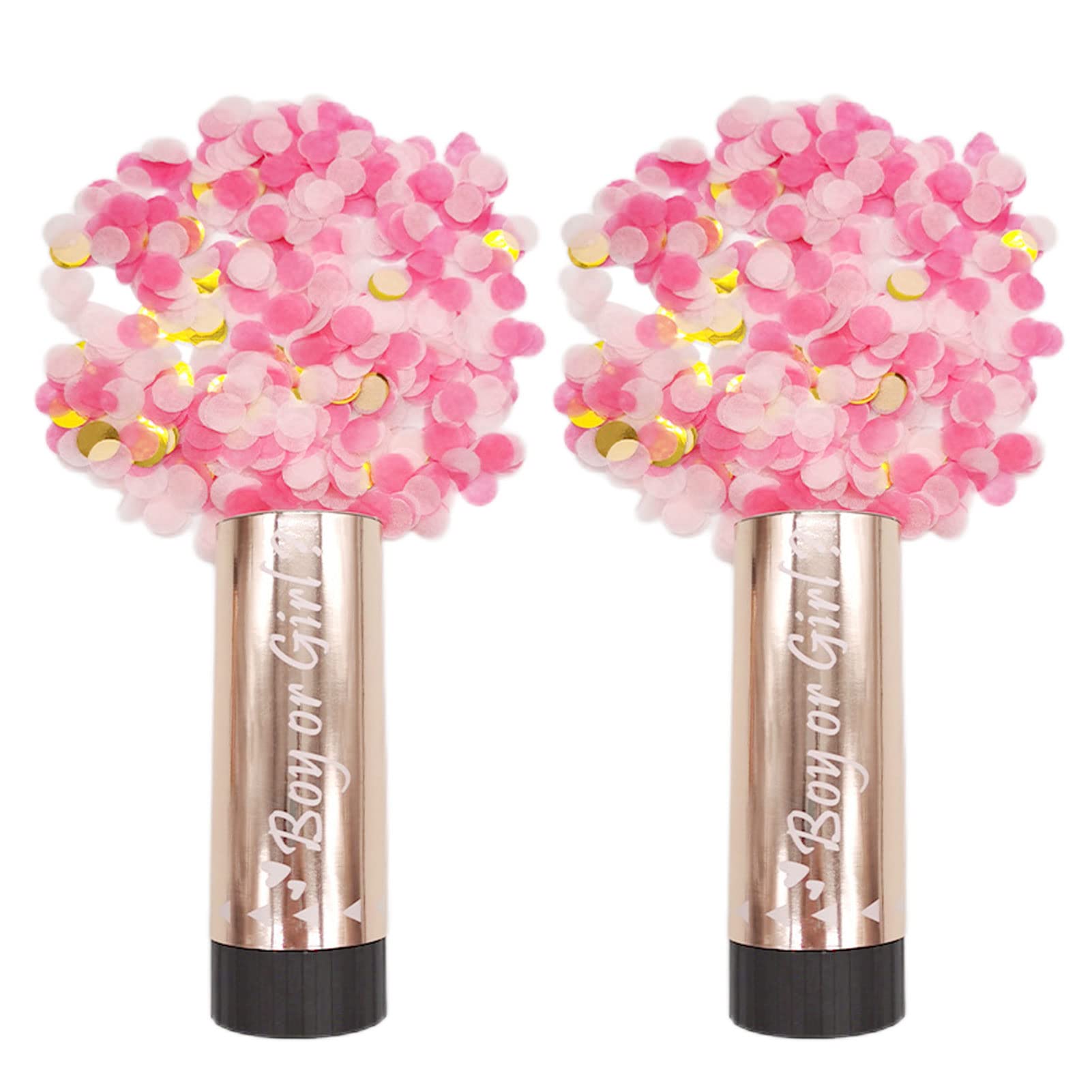 2Pcs Gender Reveal Confetti Cannon Wedding Party Poppers Confetti Cannons Boy or Girl Biodegradable Confetti Poppers Birthday Poppers Shooter Tissue Shooter Paper Cannon Shooter for Baby Shower
