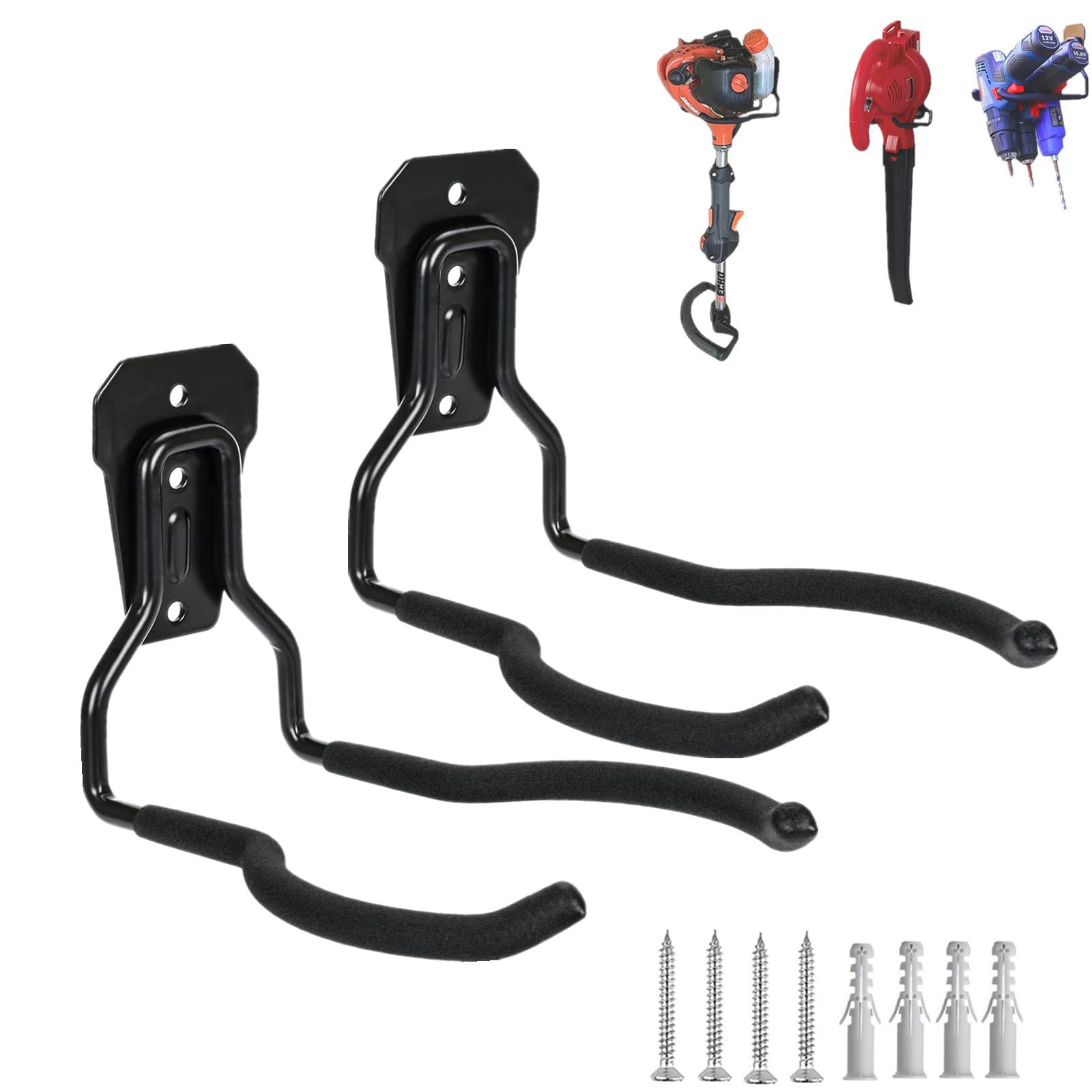 Falezern Grass Strimmer Wall Bracket, 2 Pcs Universal Metal Garden Strimmer Hanger, Garden Tool Bracket, Strimmer Storage Hook, Grass Trimmer Storage Holder for Garden Strimmer, Garden Tools.