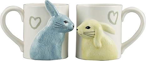 Amazon Co Jp サンアート かわいい食器 うさぎ キス ペア マグカップ 330ml 白 San2754 1 ホーム キッチン