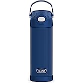 THERMOS FUNTAINER 16 Ounce Stainless Steel Vacuum Insulated Bottle with Wide Spout Lid, Navy
