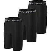POTAMOCA 3 Pack Men's Compression Pants, Athletic Tight, Leggings Gym Base Layer Bottoms for Running Workout Sports