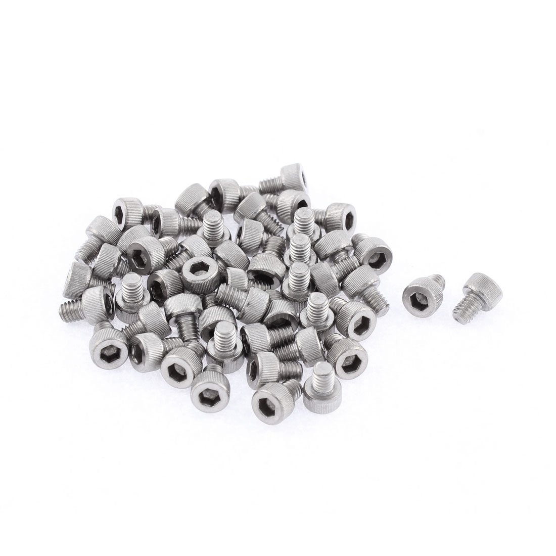Sourcingmap M4x5mm 0.7mm Pitch 3mm Hex Socket Head Key Knurled Cap Screws 50 Pcs