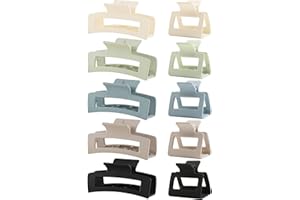 AUSEIBEELY 10 Pack Hair Claw Clips, Hair Clips for Women Girls, Large and Small Rectangle Claw Clips, Matte Claws Clips Hair Accessories for Thick Thin Hair