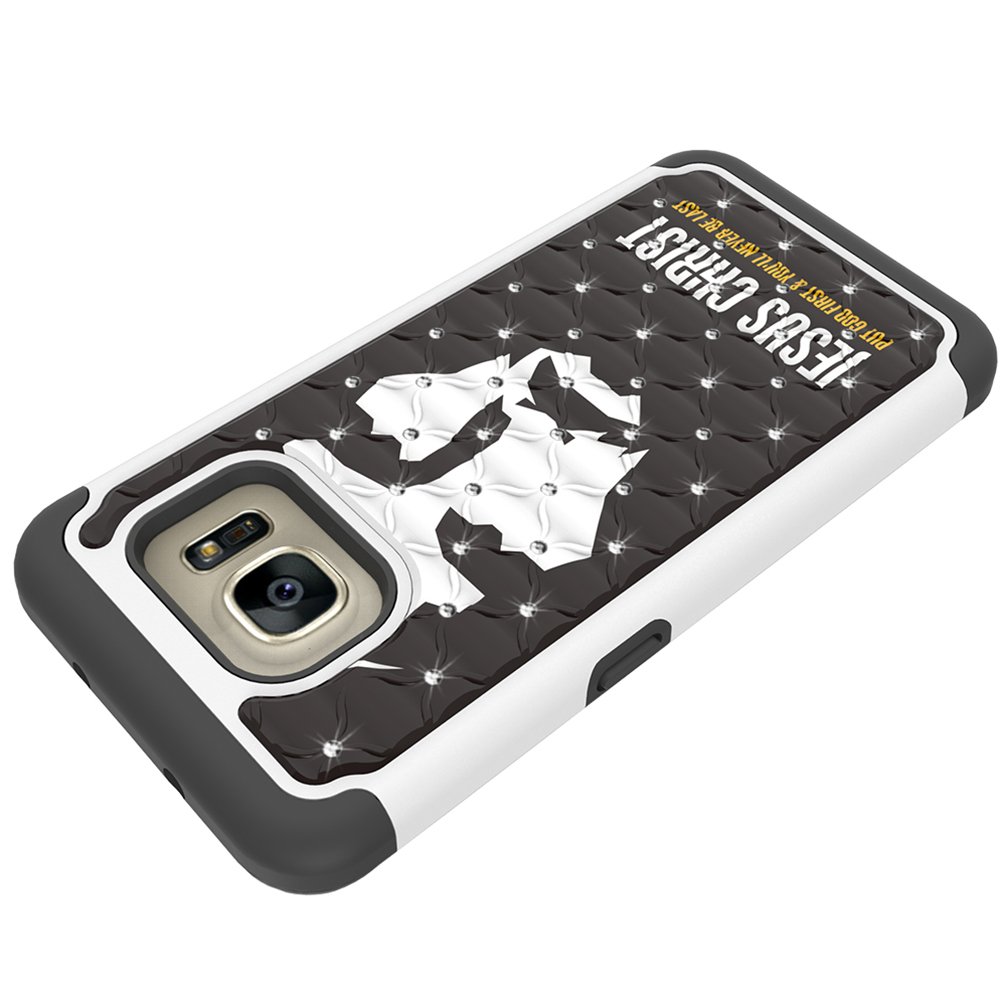 Galaxy S7 Edge Case, MagicSky [Shock Absorption] Studded Rhinestone Bling Hybrid Dual Layer Armor Defender Protective Case Cover for Samsung Galaxy S7 Edge(Jesus)