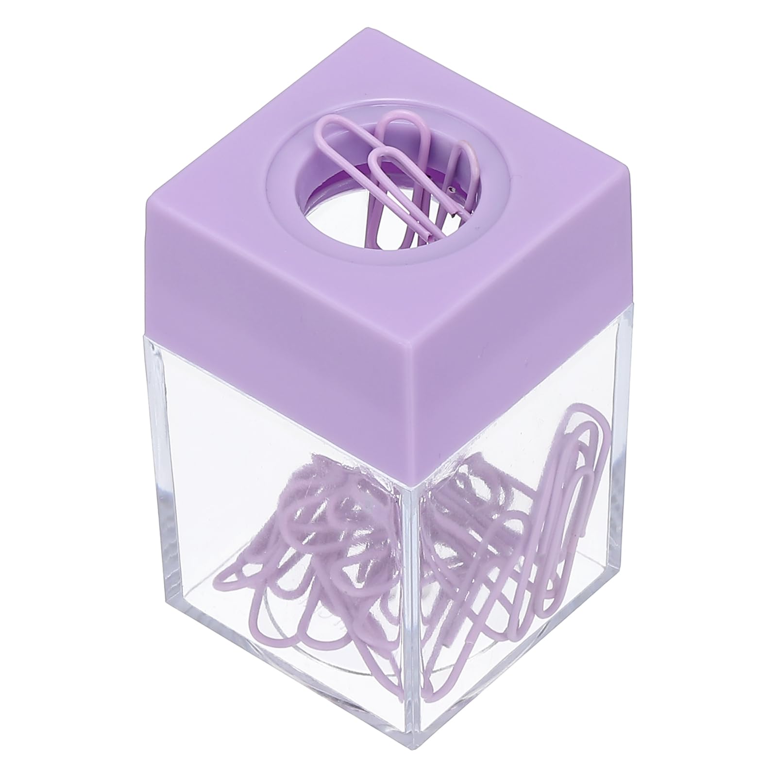 PATIKIL Magnetic Paper Clip Holder Dispenser, Large Capacity Paper Clip Organizers with Magnetic Top for Desk Supplies, Office, Classroom, Home, Purple