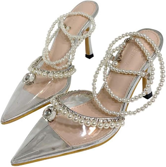 clear pointed heels with rhinestones